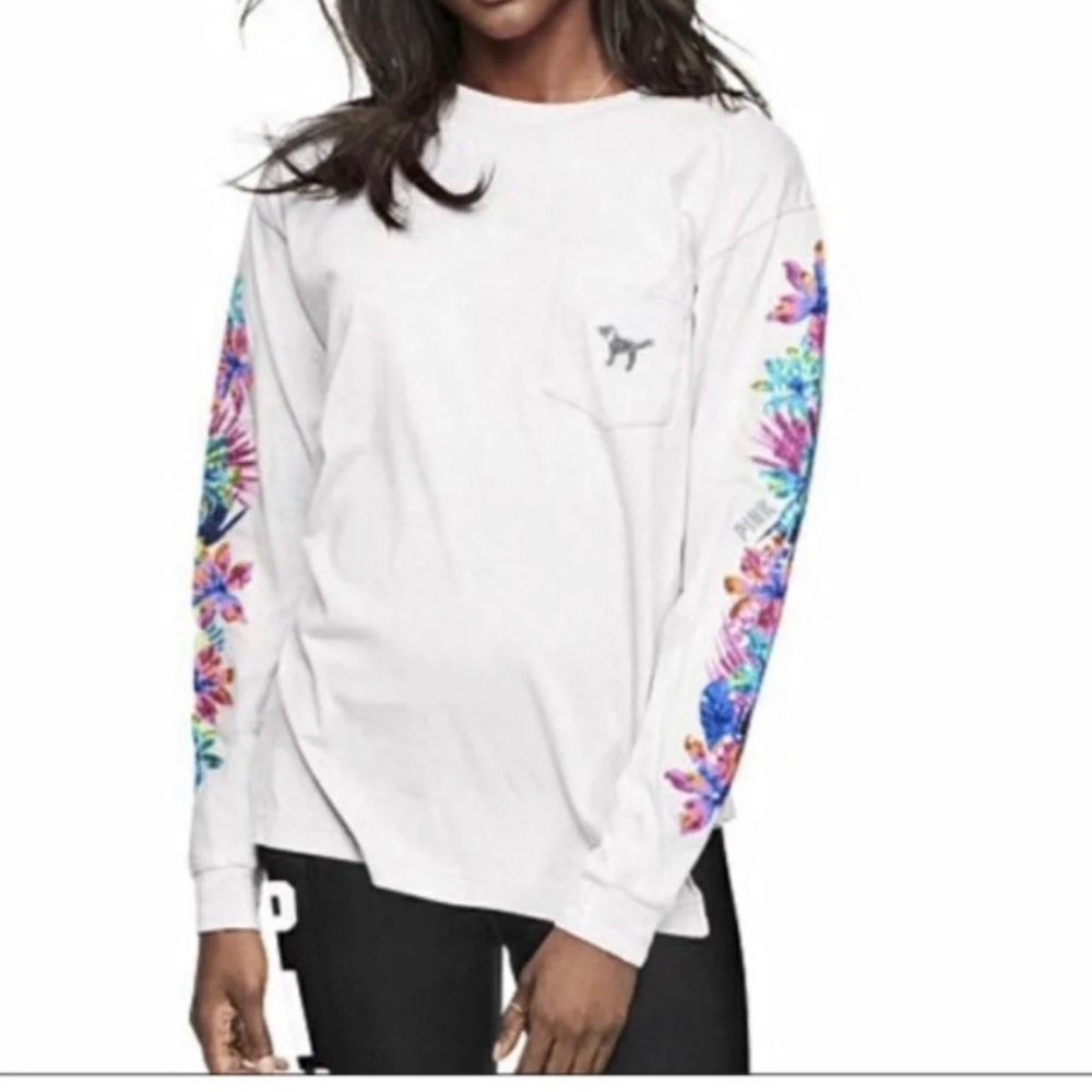 VS Pink Bling Embroidery long sleeve